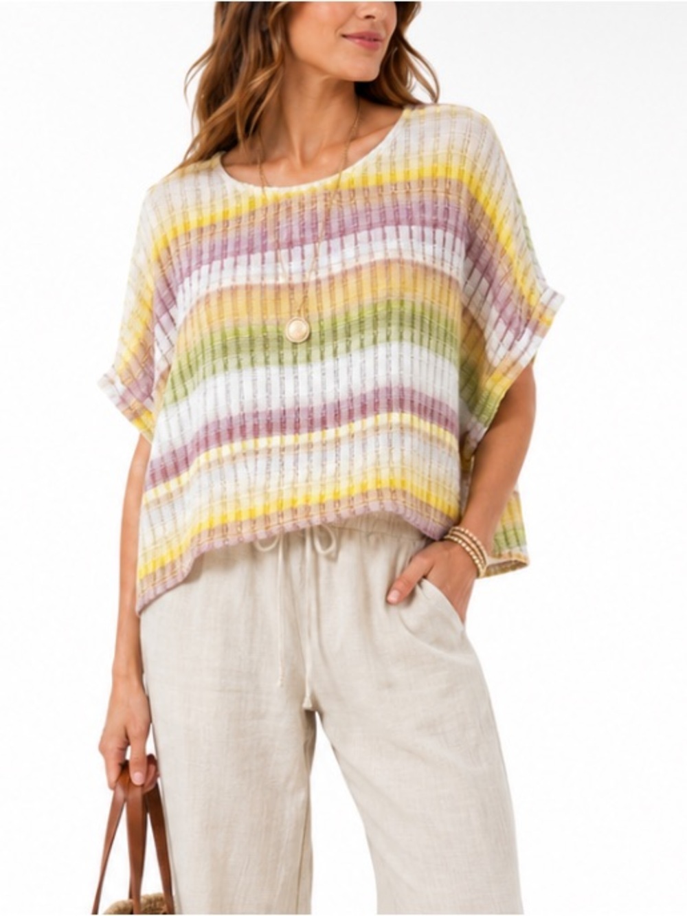 ANTHROPOLOGIE DOLAN Textured Gauze Relaxed Top Lagenlook Art Wear Boho Resort L